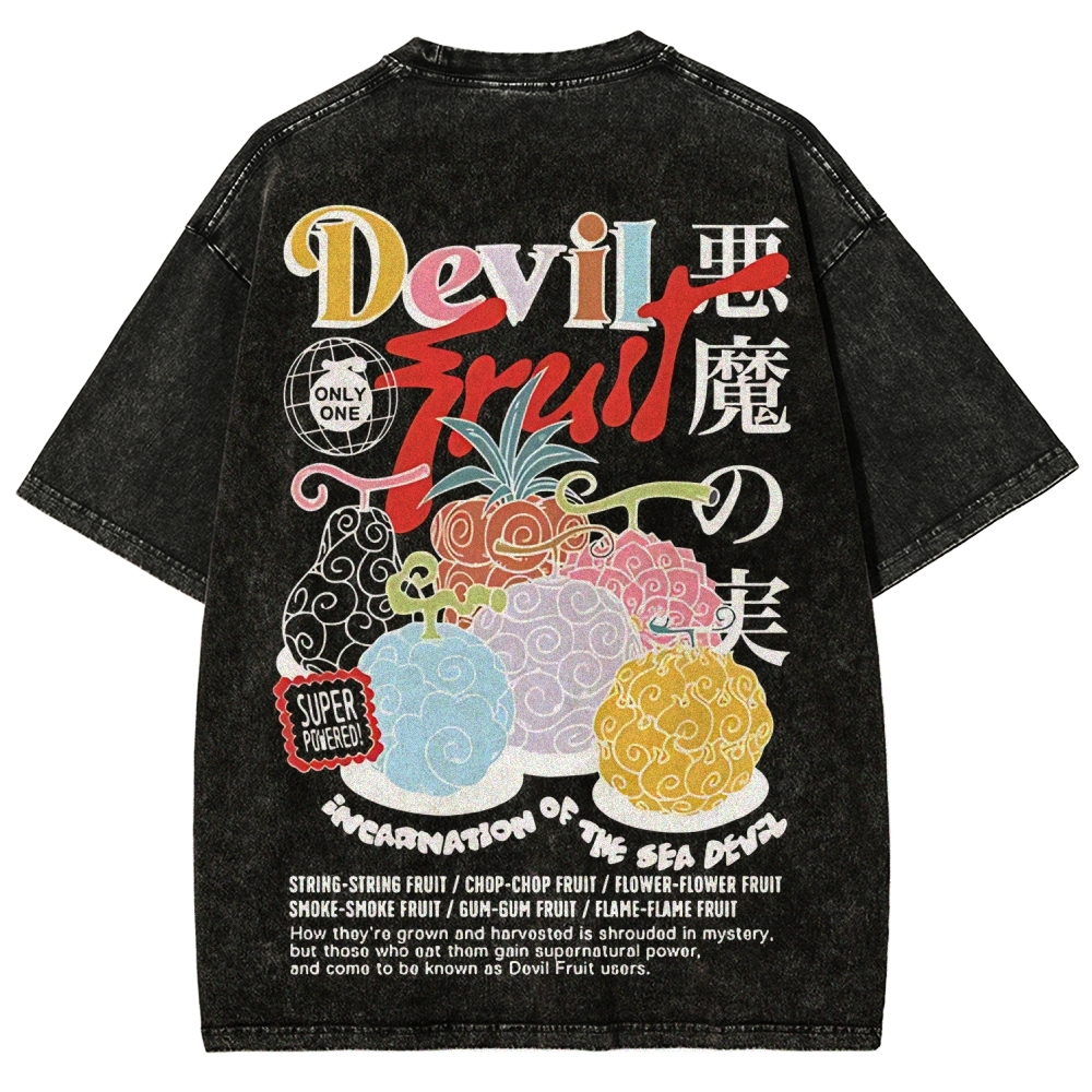 One Piece Devil Fruit |Unisex Fit Washed T-Shirt 2511018866