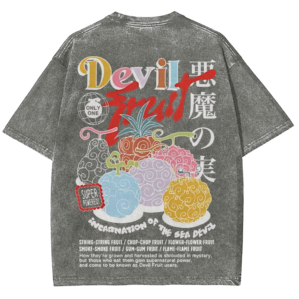 One Piece Devil Fruit |Unisex Fit Washed T-Shirt 2511018866