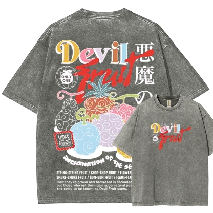 One Piece Devil Fruit |Unisex Fit Washed T-Shirt 2511018866