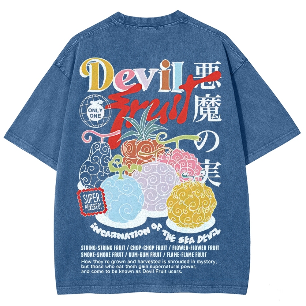 One Piece Devil Fruit |Unisex Fit Washed T-Shirt 2511018866