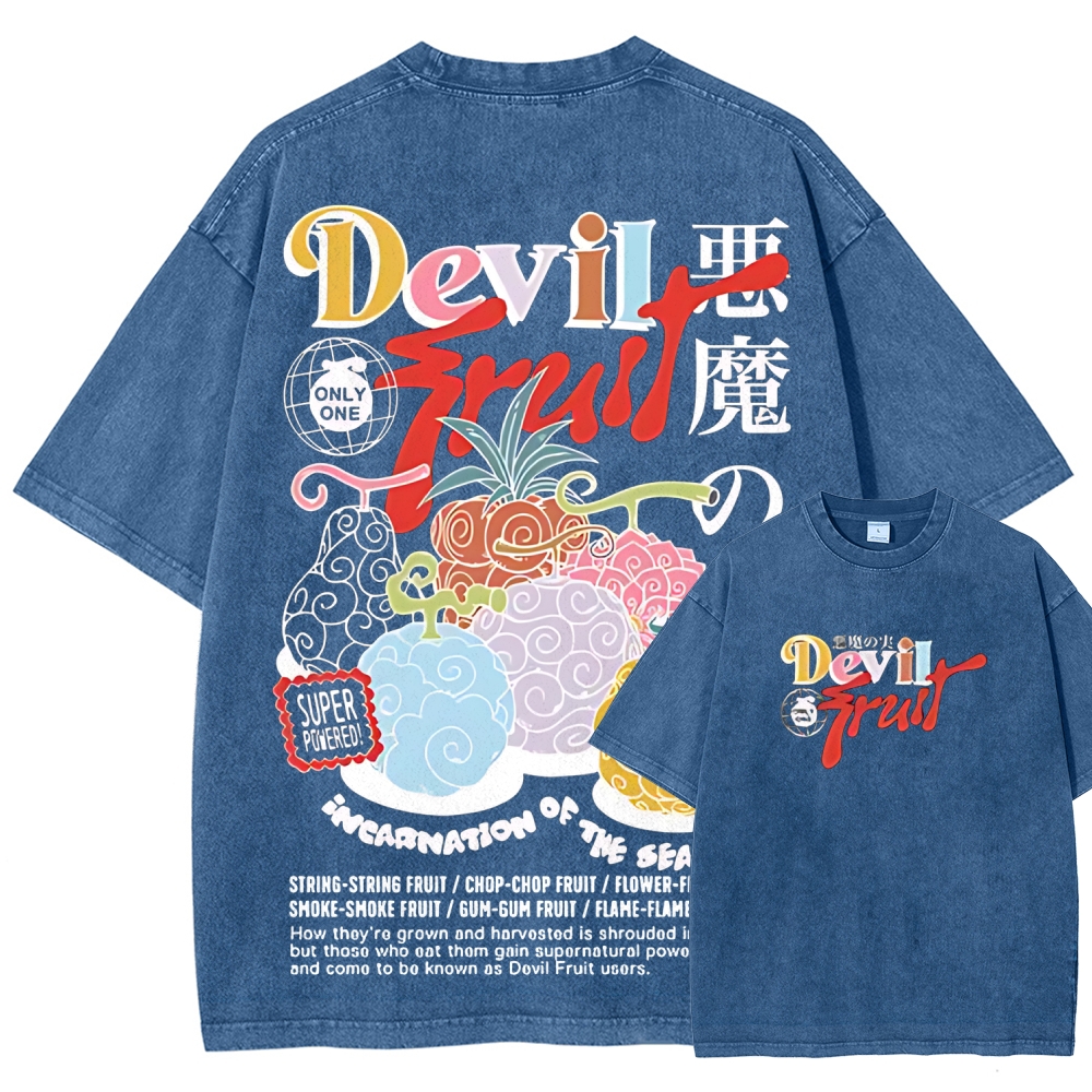 One Piece Devil Fruit |Unisex Fit Washed T-Shirt 2511018866