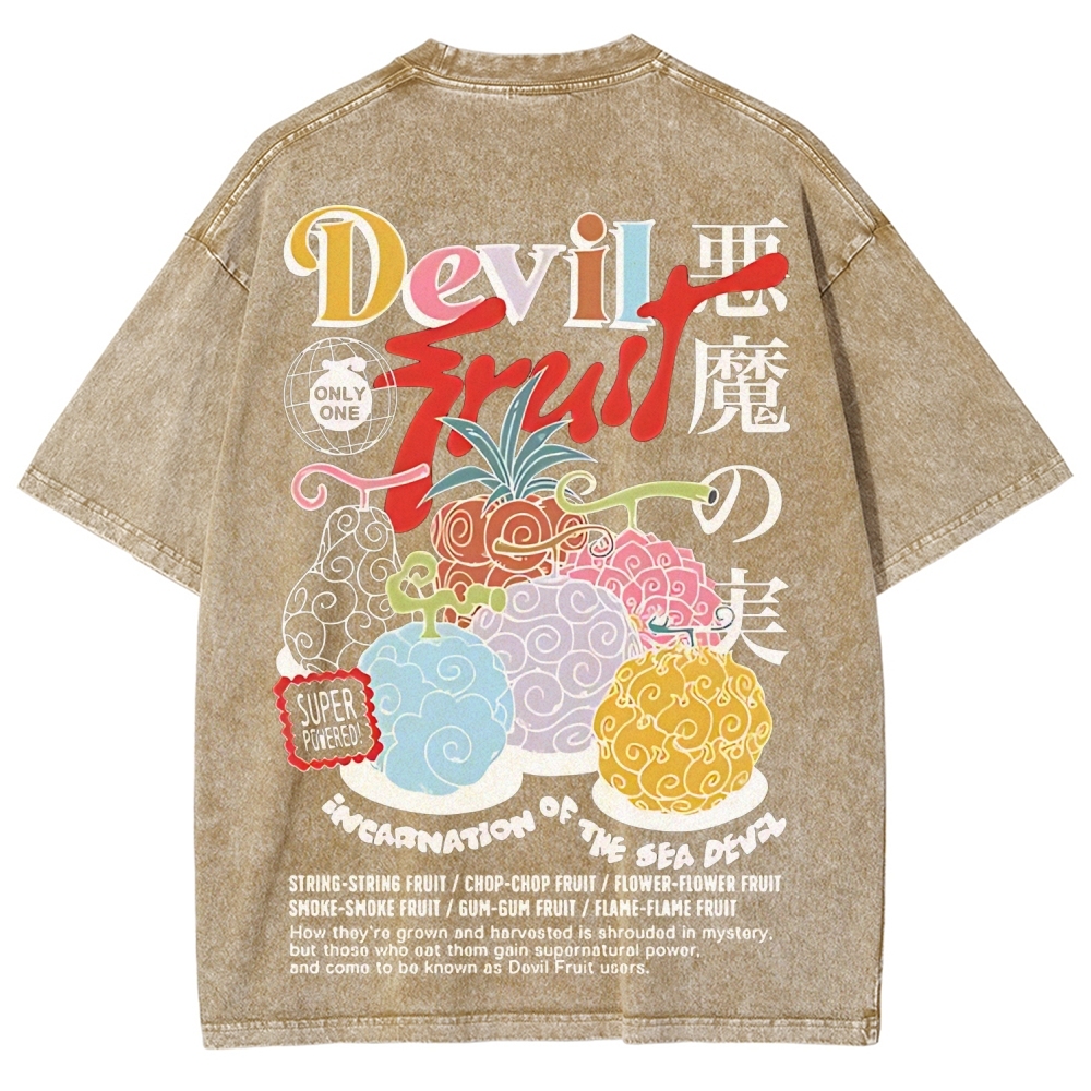 One Piece Devil Fruit |Unisex Fit Washed T-Shirt 2511018866