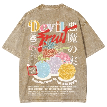 One Piece Devil Fruit |Unisex Fit Washed T-Shirt 2511018866