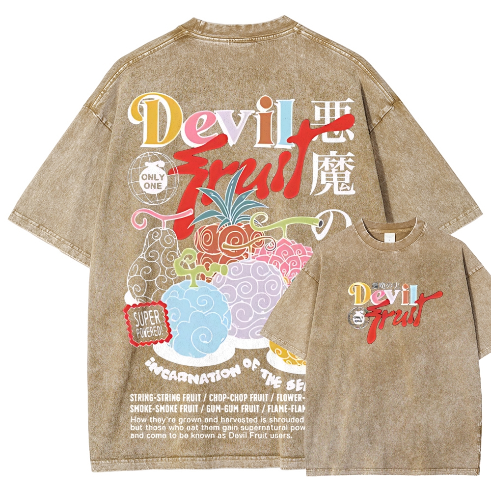 One Piece Devil Fruit |Unisex Fit Washed T-Shirt 2511018866