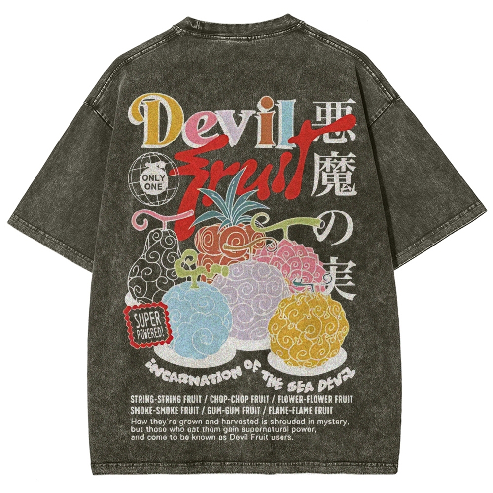 One Piece Devil Fruit |Unisex Fit Washed T-Shirt 2511018866