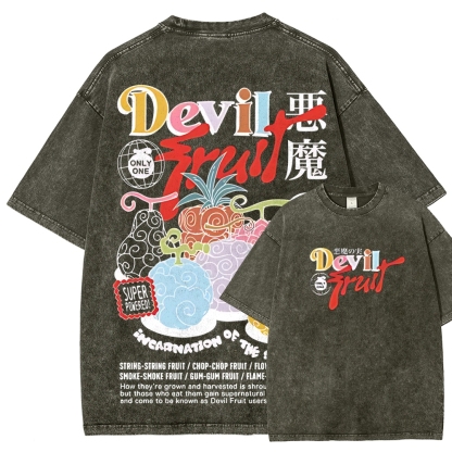 One Piece Devil Fruit |Unisex Fit Washed T-Shirt 2511018866