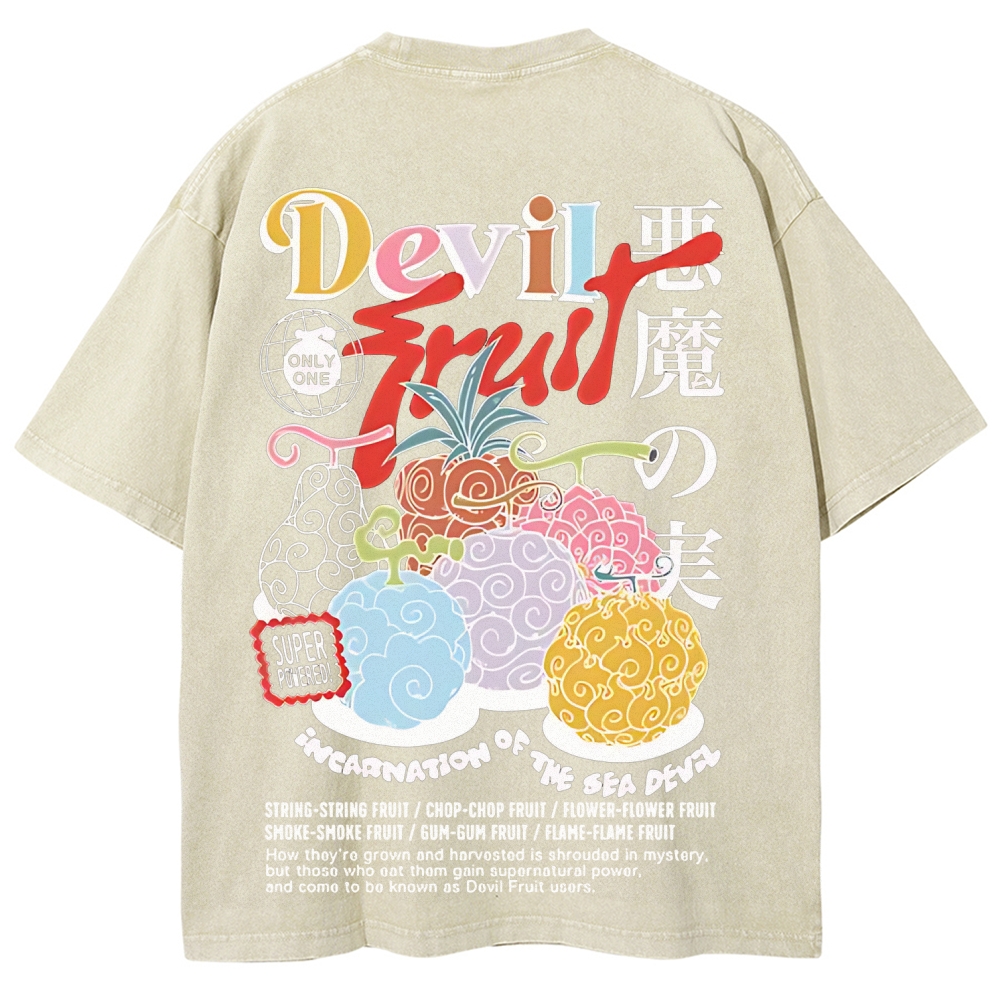 One Piece Devil Fruit |Unisex Fit Washed T-Shirt 2511018866