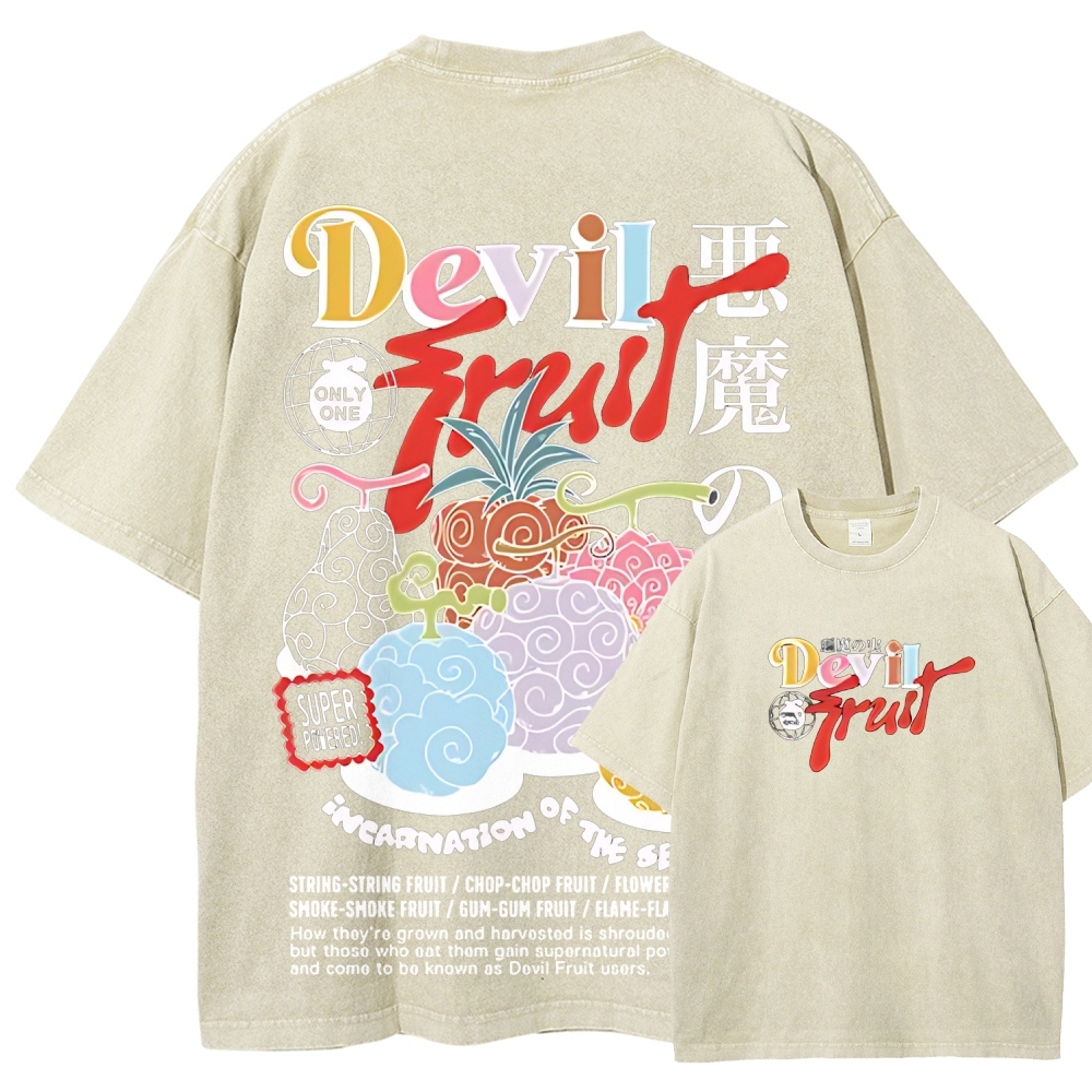 One Piece Devil Fruit |Unisex Fit Washed T-Shirt 2511018866