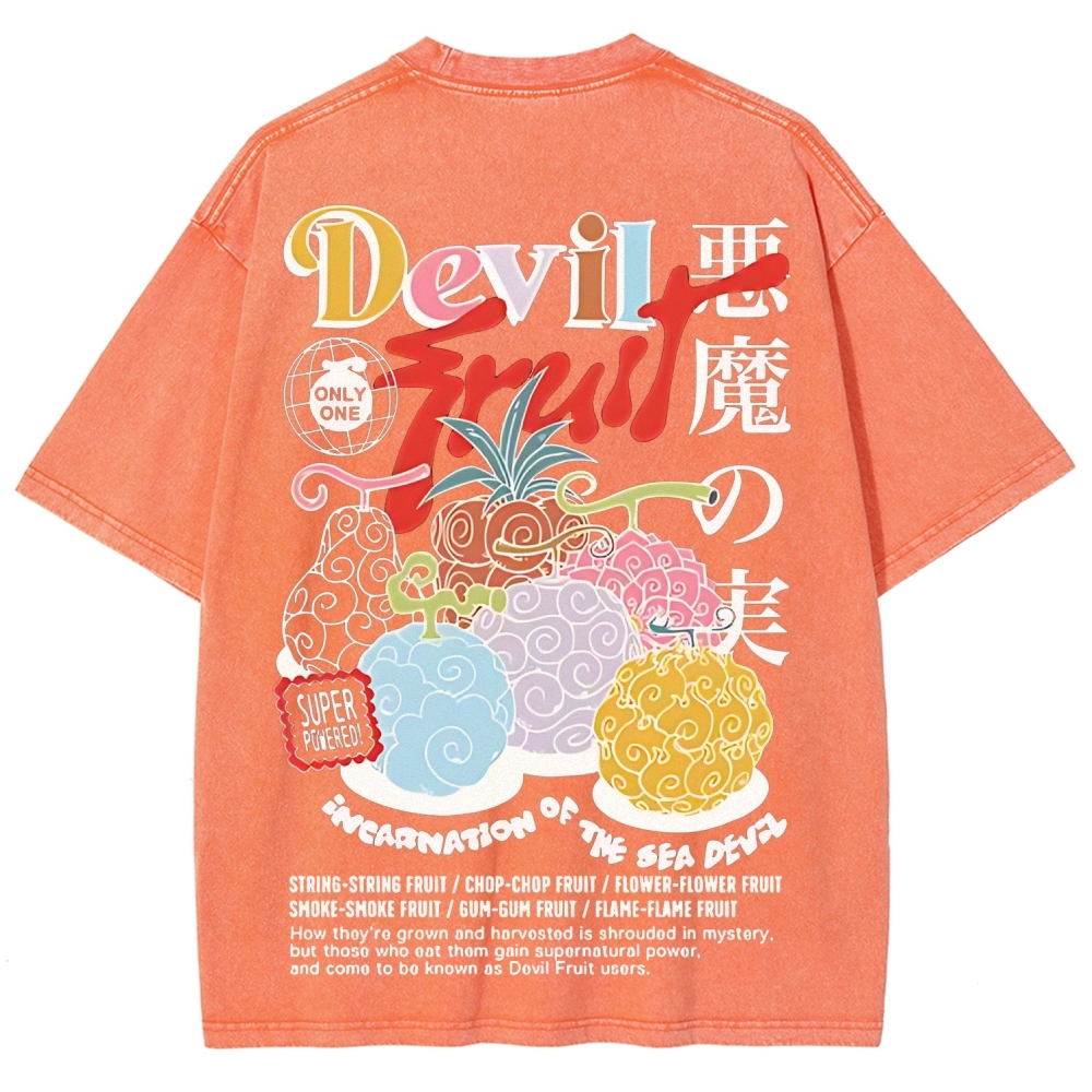 One Piece Devil Fruit |Unisex Fit Washed T-Shirt 2511018866