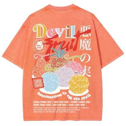One Piece Devil Fruit |Unisex Fit Washed T-Shirt 2511018866