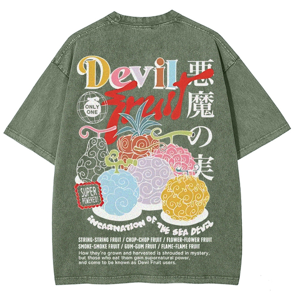 One Piece Devil Fruit |Unisex Fit Washed T-Shirt 2511018866