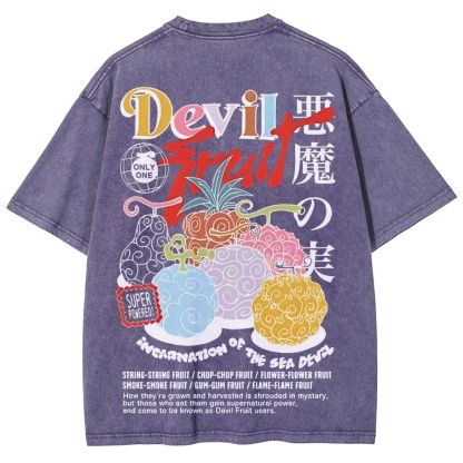 One Piece Devil Fruit |Unisex Fit Washed T-Shirt 2511018866