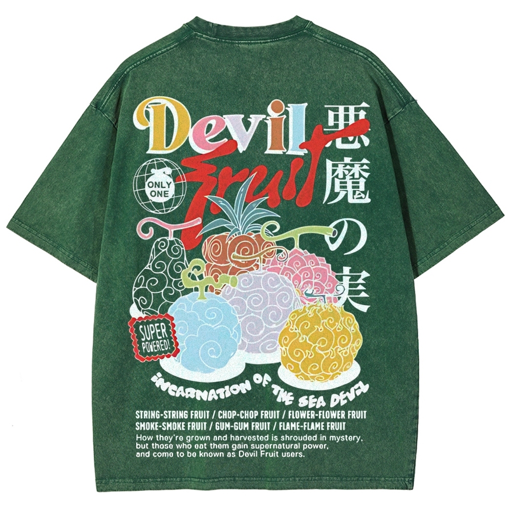 One Piece Devil Fruit |Unisex Fit Washed T-Shirt 2511018866