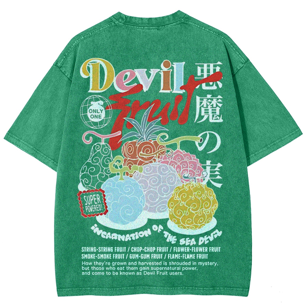 One Piece Devil Fruit |Unisex Fit Washed T-Shirt 2511018866