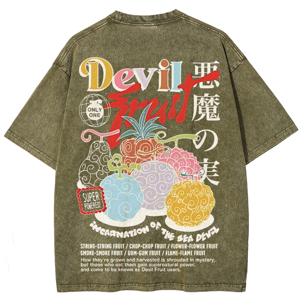 One Piece Devil Fruit |Unisex Fit Washed T-Shirt 2511018866