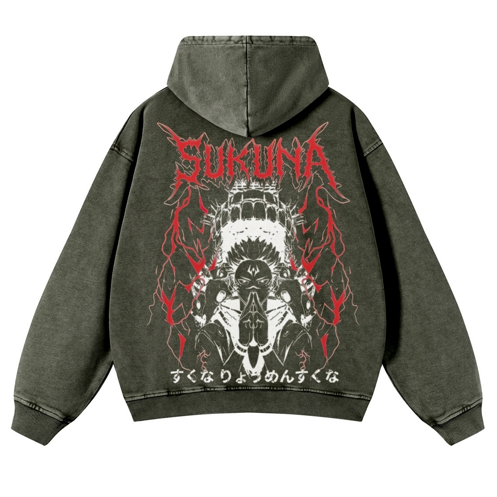 Jujutsu Kaisen Sukuna | Casual Washed Hoodie 2511022453