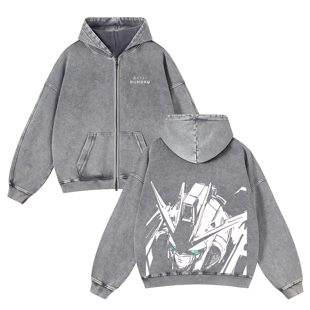 Unisex Washed Cotton Zip Up Hoodie 2511028321