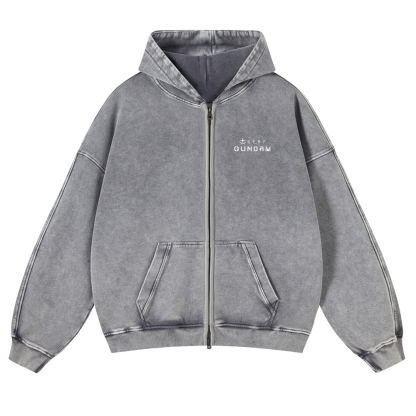 Unisex Washed Cotton Zip Up Hoodie 2511028321