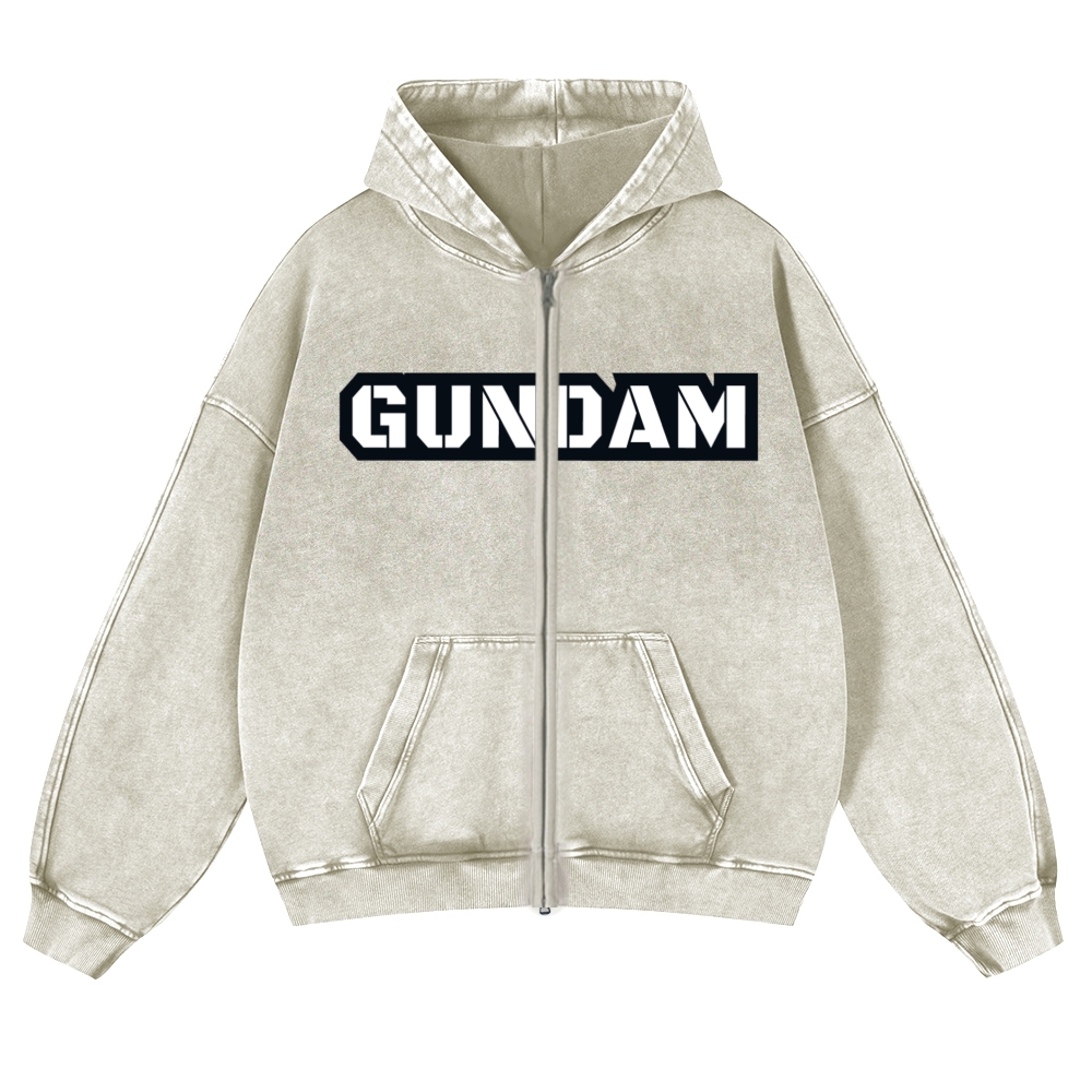 Gundam | Unisex Washed Cotton Zip Up Hoodie 2511028633