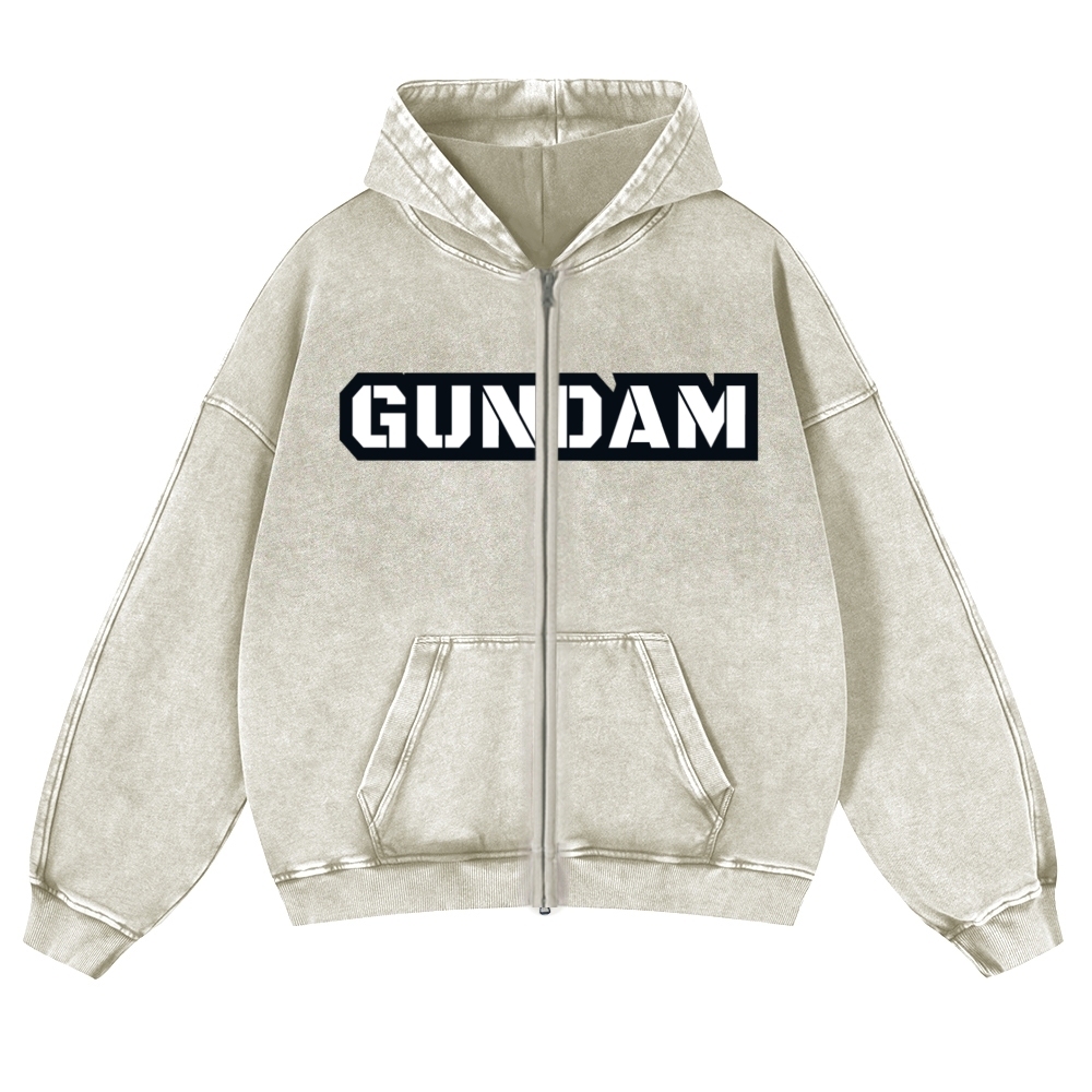 Gundam | Unisex Washed Cotton Zip Up Hoodie 2511028633