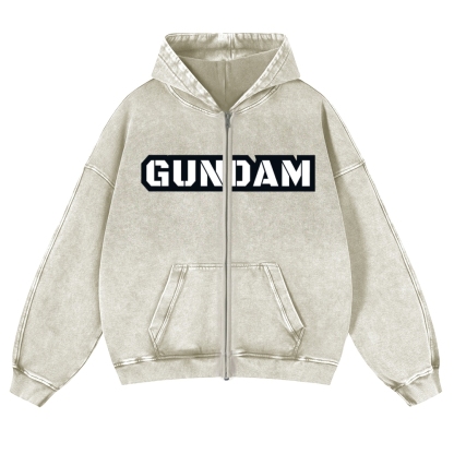 Gundam | Unisex Washed Cotton Zip Up Hoodie 2511028633