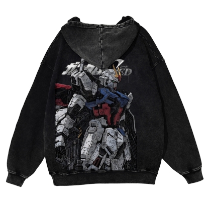 Gundam | Unisex Washed Cotton Zip Up Hoodie 2511028633