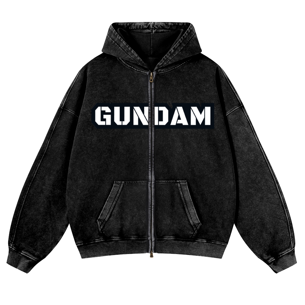 Gundam | Unisex Washed Cotton Zip Up Hoodie 2511028633