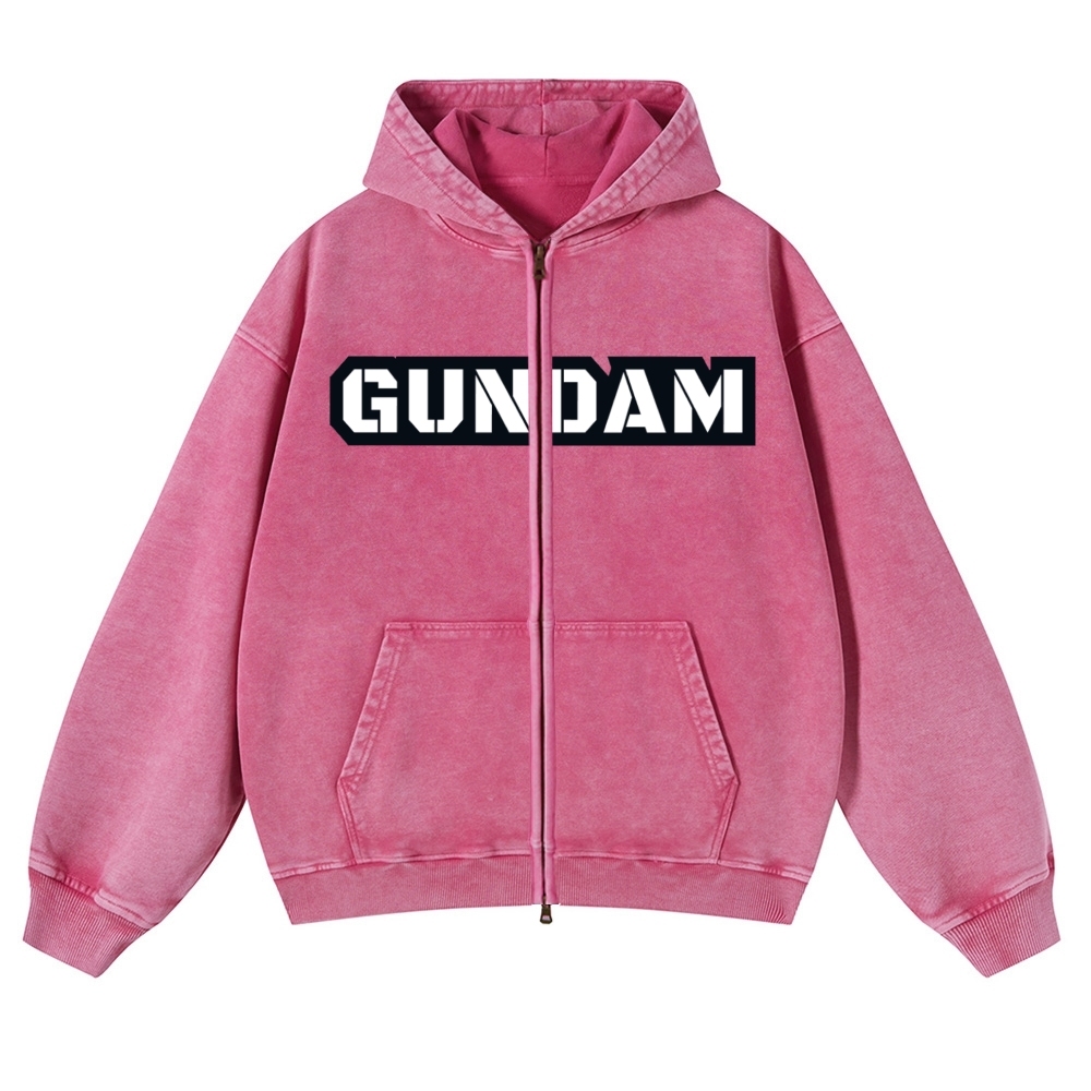 Gundam | Unisex Washed Cotton Zip Up Hoodie 2511028633