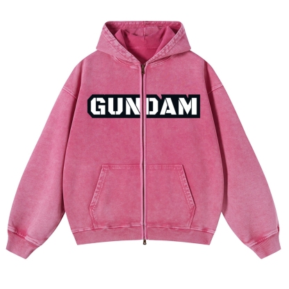 Gundam | Unisex Washed Cotton Zip Up Hoodie 2511028633