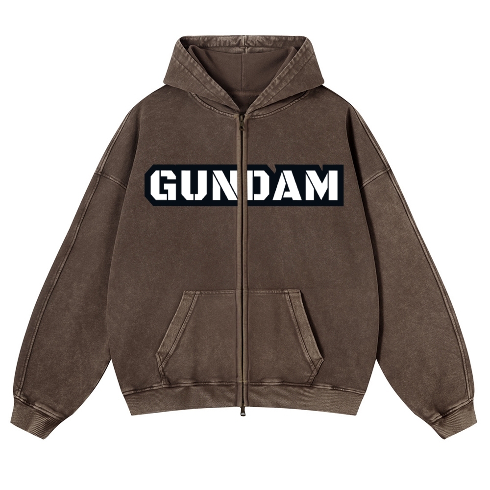 Gundam | Unisex Washed Cotton Zip Up Hoodie 2511028633