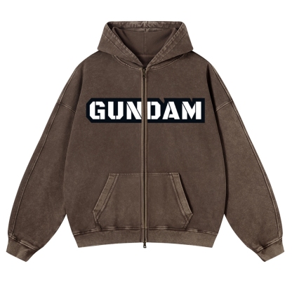 Gundam | Unisex Washed Cotton Zip Up Hoodie 2511028633