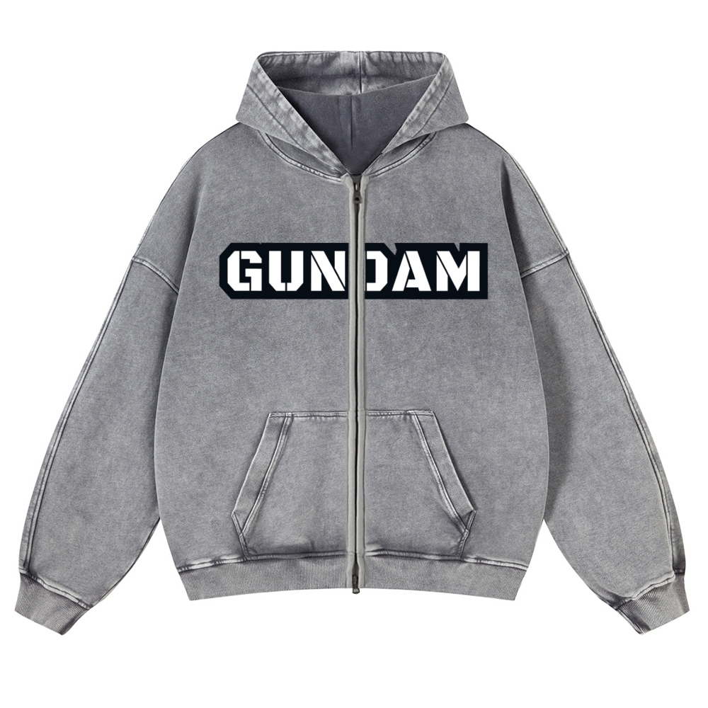 Gundam | Unisex Washed Cotton Zip Up Hoodie 2511028633