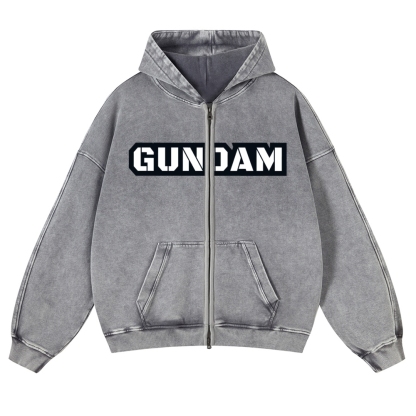 Gundam | Unisex Washed Cotton Zip Up Hoodie 2511028633