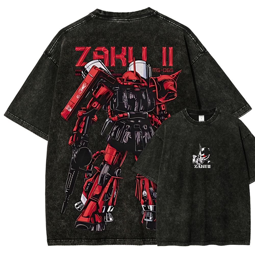 Gundam Mobile Suit Zaku II MS-065 | Unisex Fit Washed T-Shirt 2512000828