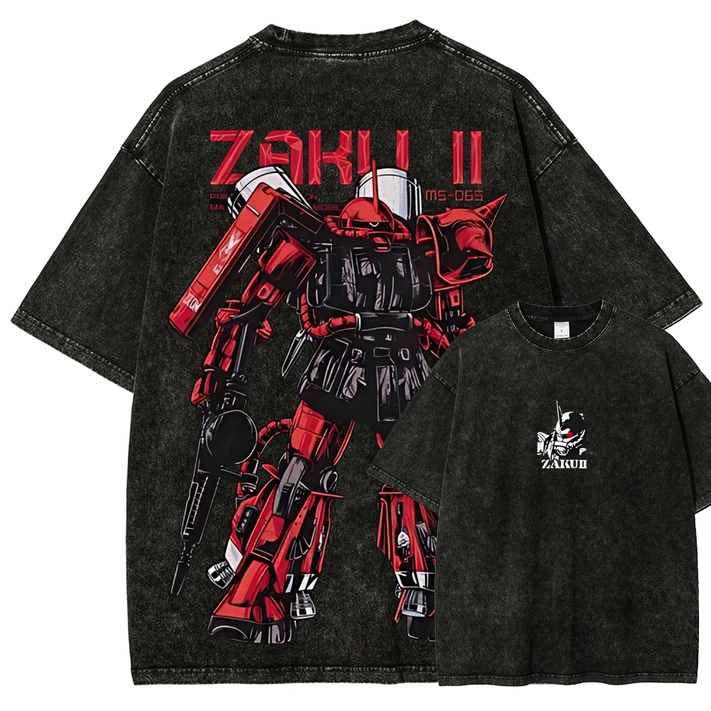 Gundam Mobile Suit Zaku II MS-065 | Unisex Fit Washed T-Shirt 2512000828