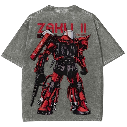 Gundam Mobile Suit Zaku II MS-065 | Unisex Fit Washed T-Shirt 2512000828