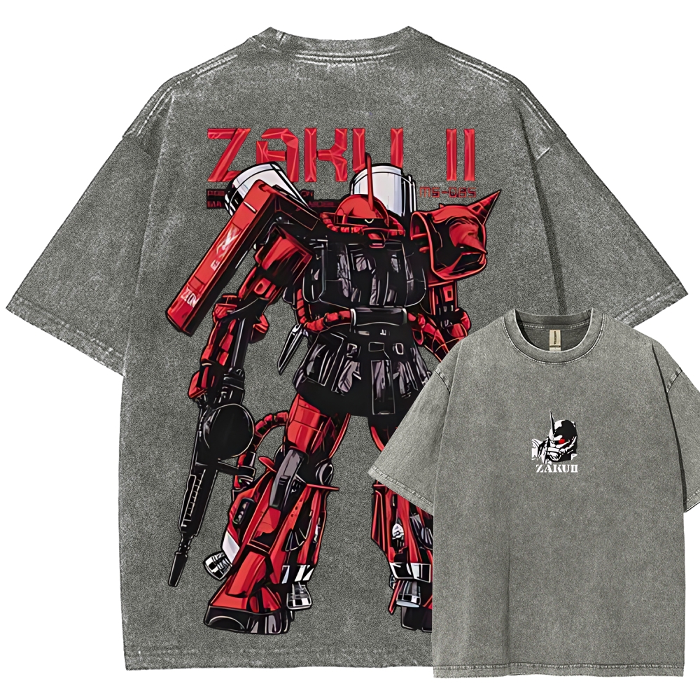 Gundam Mobile Suit Zaku II MS-065 | Unisex Fit Washed T-Shirt 2512000828