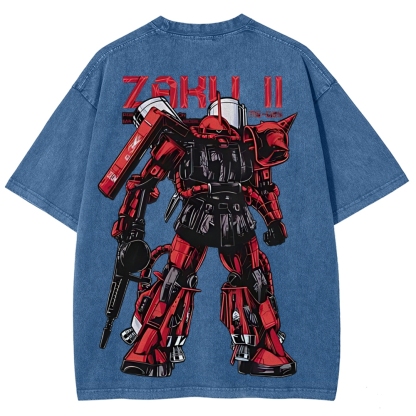 Gundam Mobile Suit Zaku II MS-065 | Unisex Fit Washed T-Shirt 2512000828