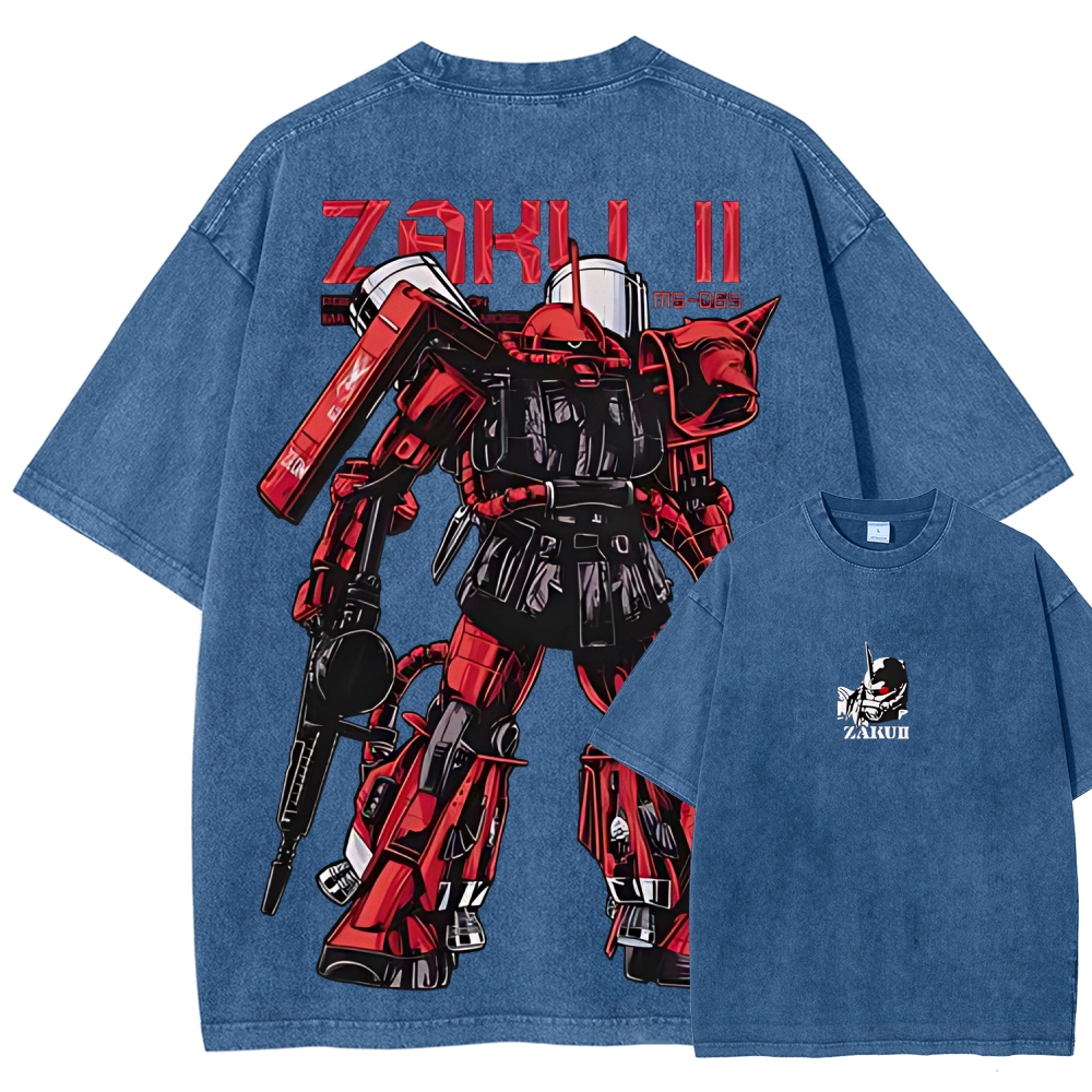 Gundam Mobile Suit Zaku II MS-065 | Unisex Fit Washed T-Shirt 2512000828