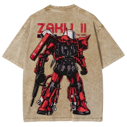 Gundam Mobile Suit Zaku II MS-065 | Unisex Fit Washed T-Shirt 2512000828