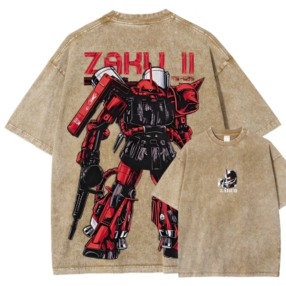 Gundam Mobile Suit Zaku II MS-065 | Unisex Fit Washed T-Shirt 2512000828