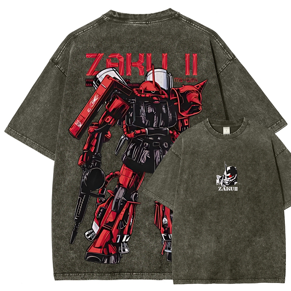 Gundam Mobile Suit Zaku II MS-065 | Unisex Fit Washed T-Shirt 2512000828