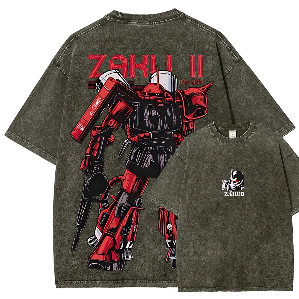Gundam Mobile Suit Zaku II MS-065 | Unisex Fit Washed T-Shirt 2512000828
