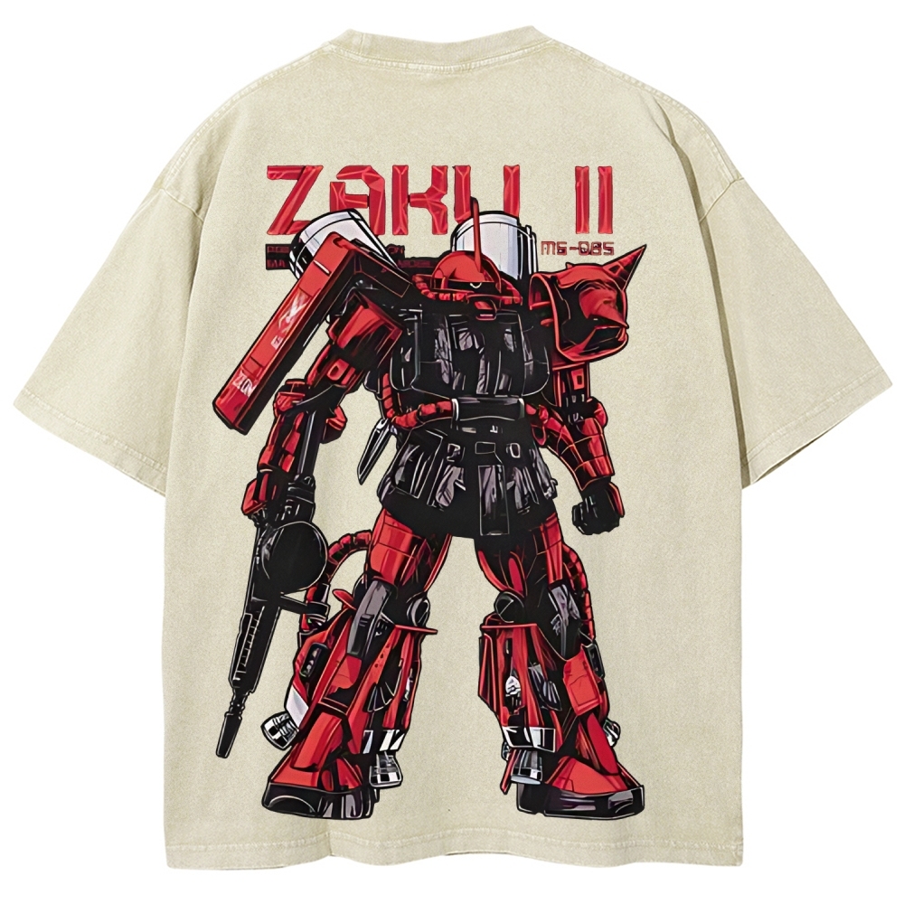 Gundam Mobile Suit Zaku II MS-065 | Unisex Fit Washed T-Shirt 2512000828