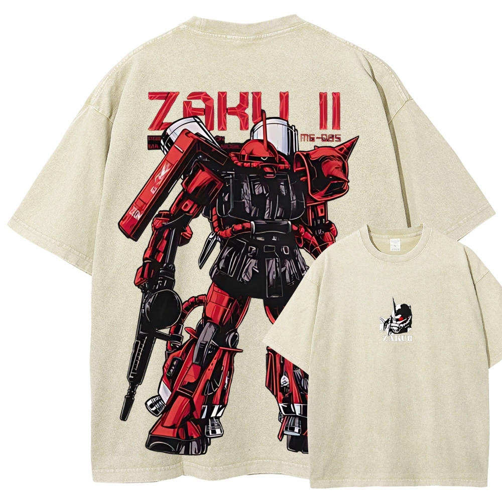 Gundam Mobile Suit Zaku II MS-065 | Unisex Fit Washed T-Shirt 2512000828