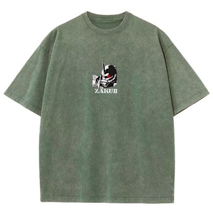 Gundam Mobile Suit Zaku II MS-065 | Unisex Fit Washed T-Shirt 2512000828