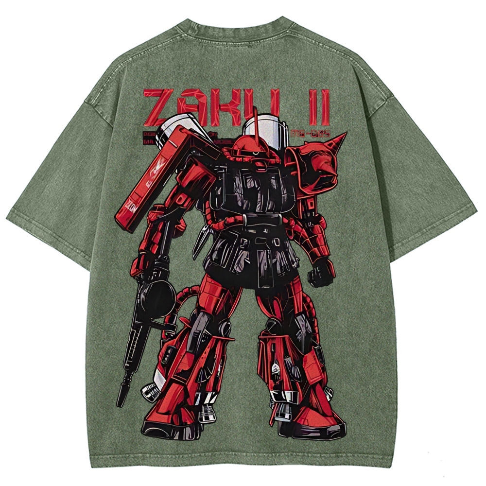 Gundam Mobile Suit Zaku II MS-065 | Unisex Fit Washed T-Shirt 2512000828