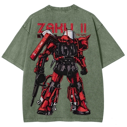 Gundam Mobile Suit Zaku II MS-065 | Unisex Fit Washed T-Shirt 2512000828