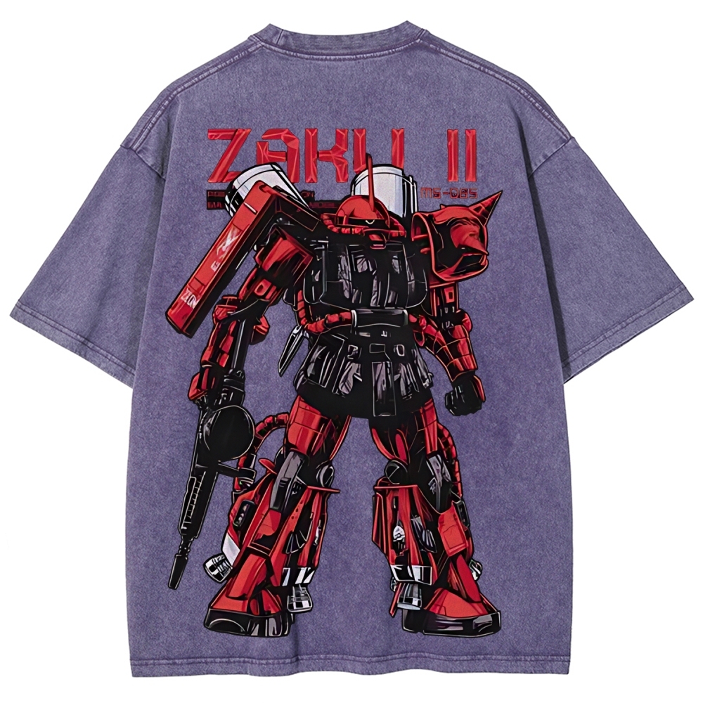 Gundam Mobile Suit Zaku II MS-065 | Unisex Fit Washed T-Shirt 2512000828