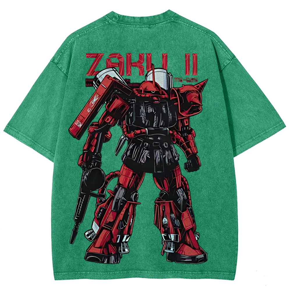 Gundam Mobile Suit Zaku II MS-065 | Unisex Fit Washed T-Shirt 2512000828